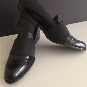Stuart Weitzman black patent leather loafers